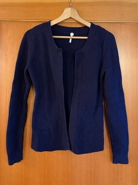 margaret o'leary navy ribbed knit cardigan